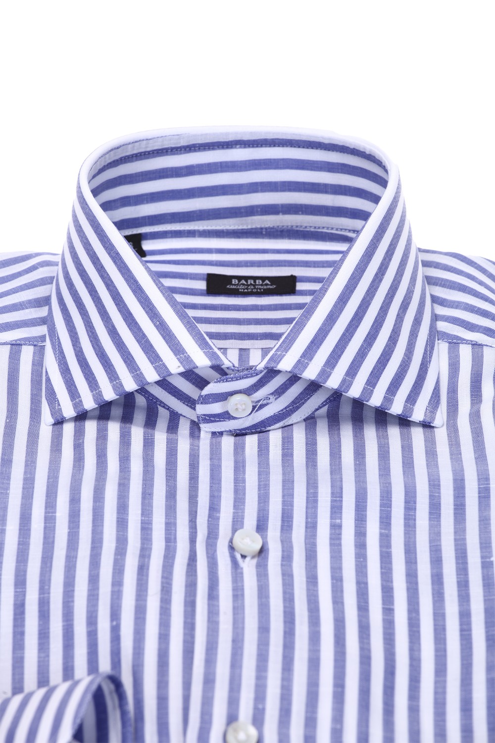 shop BARBA  Camicia: Barba camicia in cotone e lino a righe.
Bottoni in madre perla.
Slim fit.
Colletto alla francese.
Composizione: 65% cotone 35% lino.
Fabbricato in Italia.. 8567 I1 U13-07BLU number 6870673